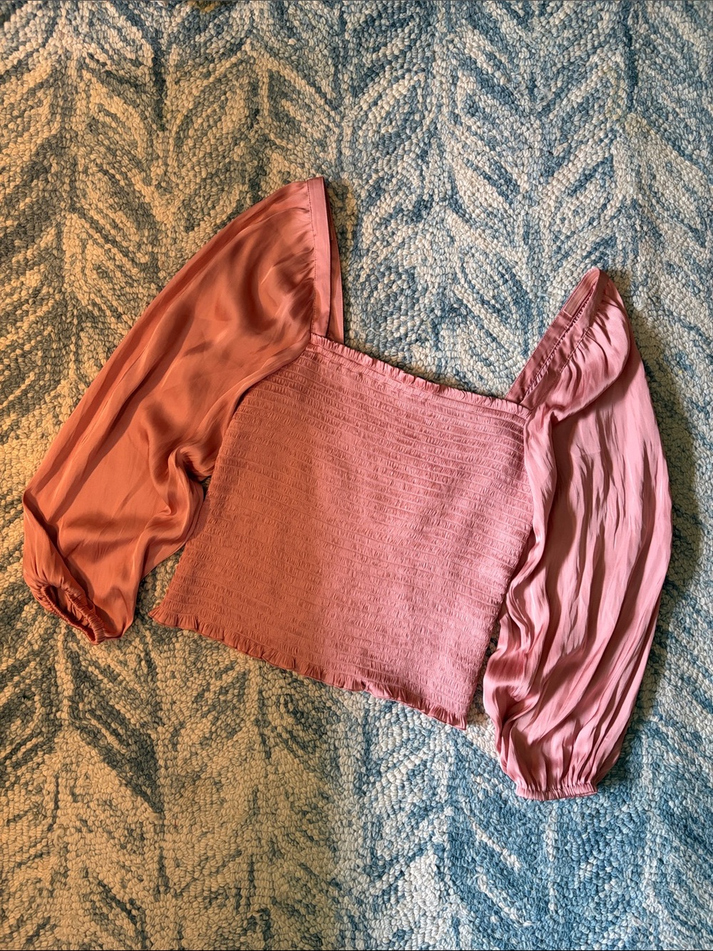 J.Crew Satin Smocked Square-Neck Crop Top in Dusty Rose